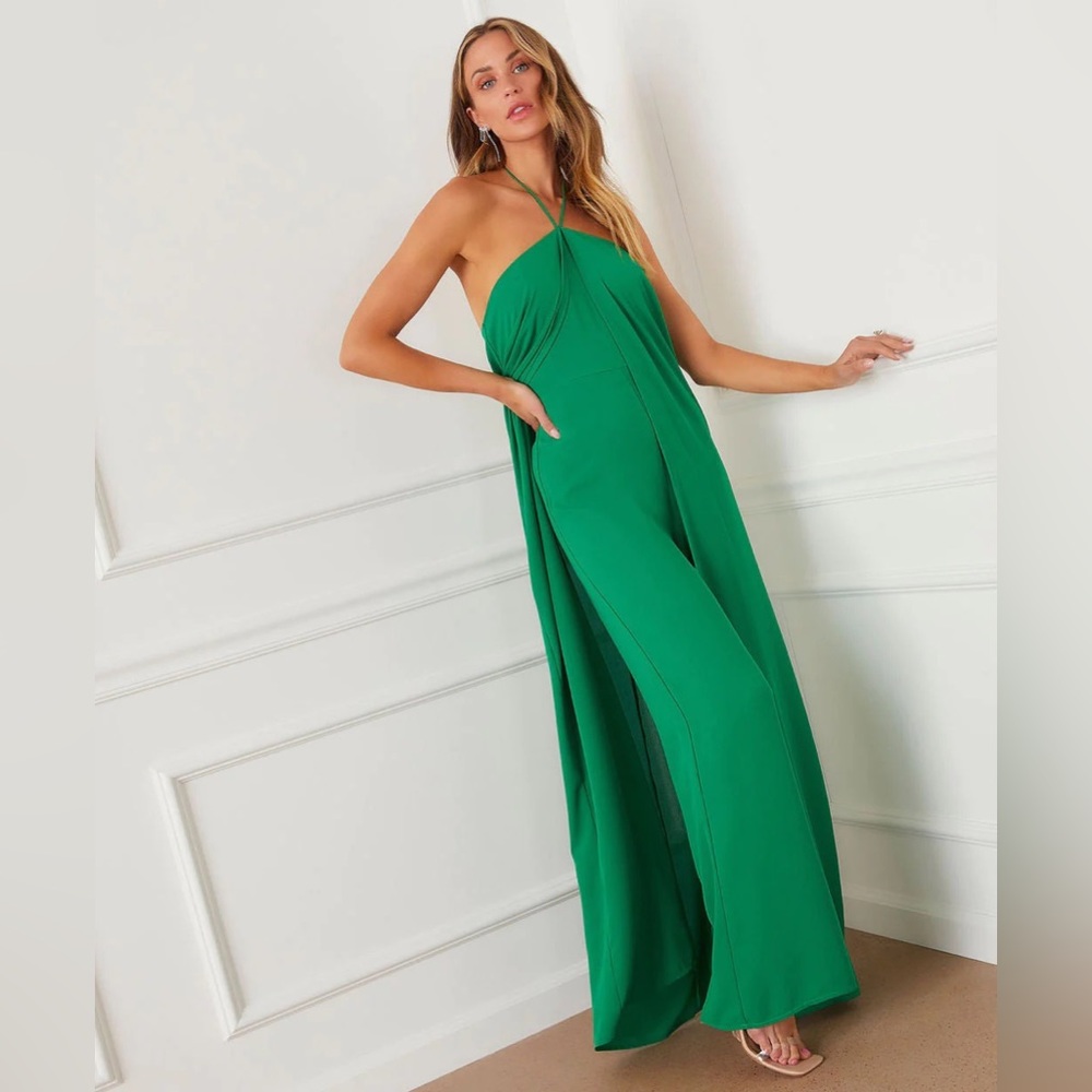Green halter jumpsuit